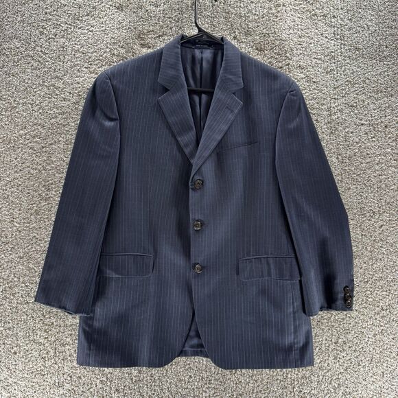 Ralph Ralph Lauren Blazer Mens 40 Blue Pin Stripes 3 Button Double RL Wool RRL - Picture 1 of 16